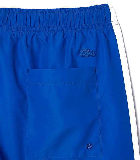 Long Lacoste Print Swim Trunks Ladigue/Flour