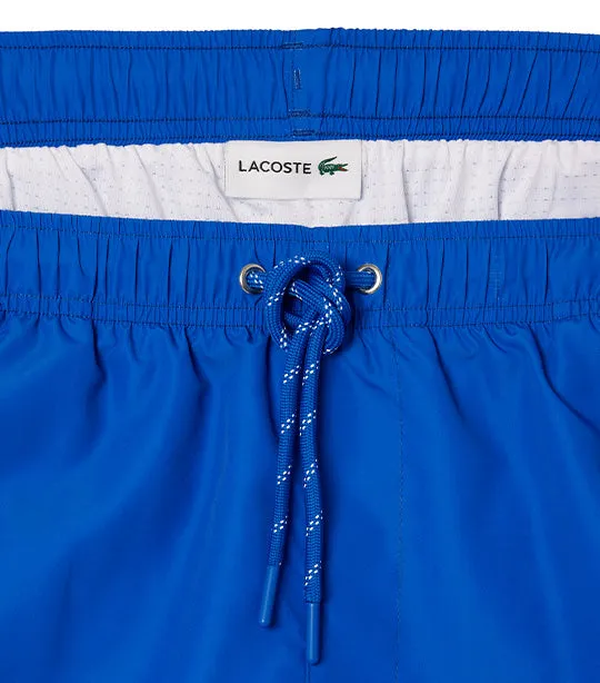 Long Lacoste Print Swim Trunks Ladigue/Flour