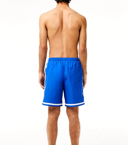 Long Lacoste Print Swim Trunks Ladigue/Flour