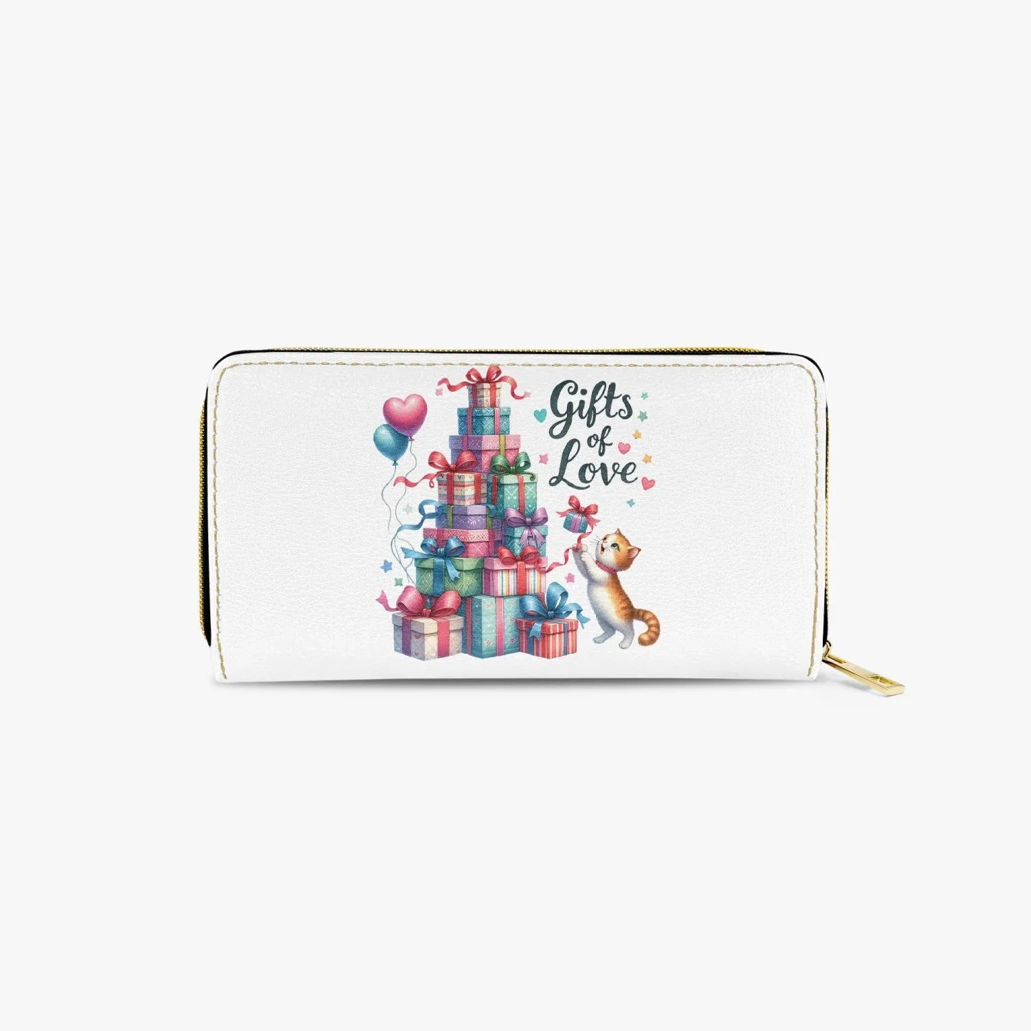 Long Type Zipper Purse - Christmas, Present Tree