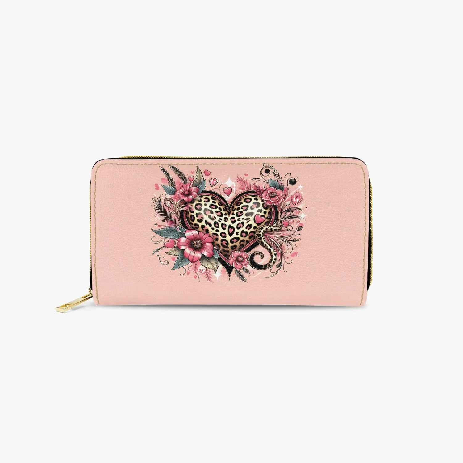 Long Type Zipper Purse - Floral Heart