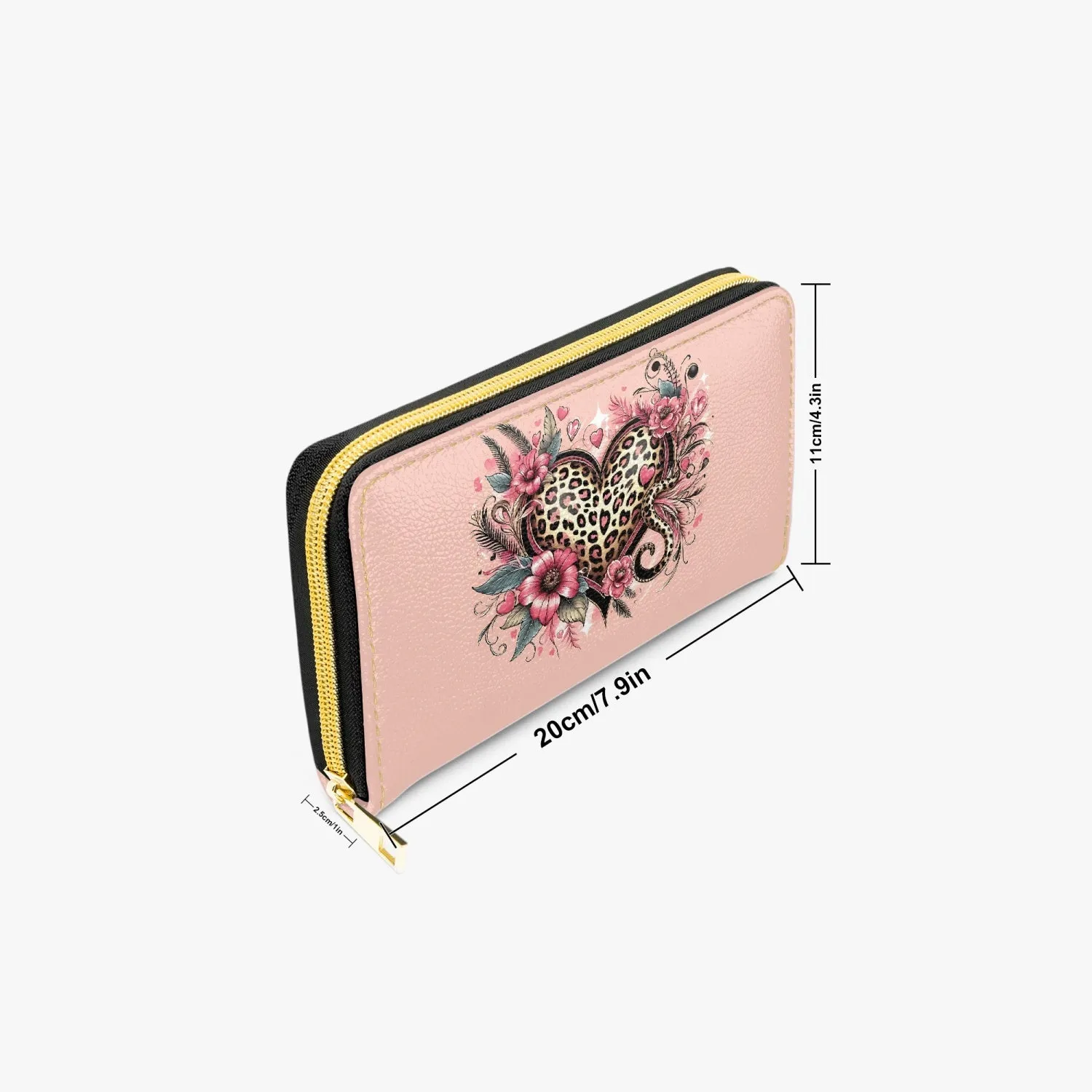 Long Type Zipper Purse - Floral Heart