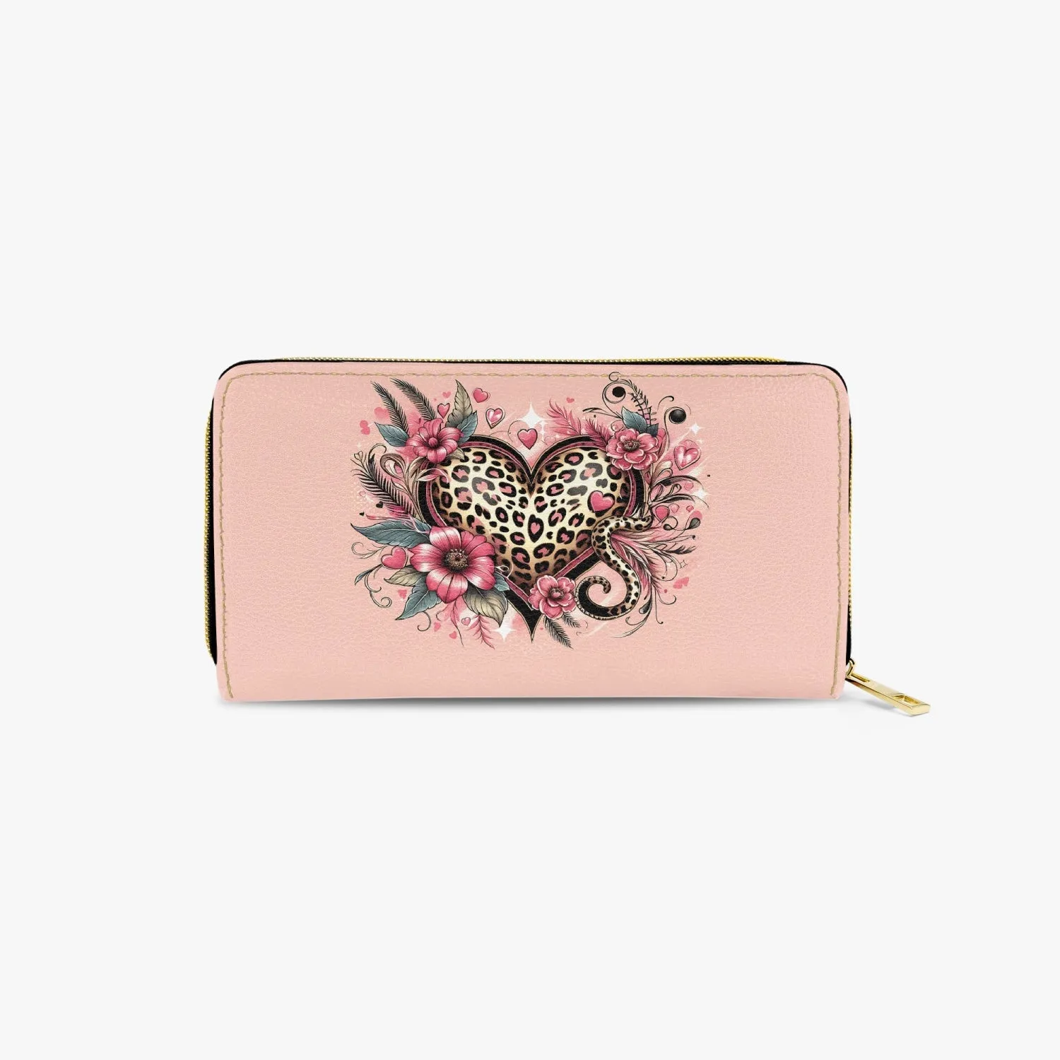 Long Type Zipper Purse - Floral Heart