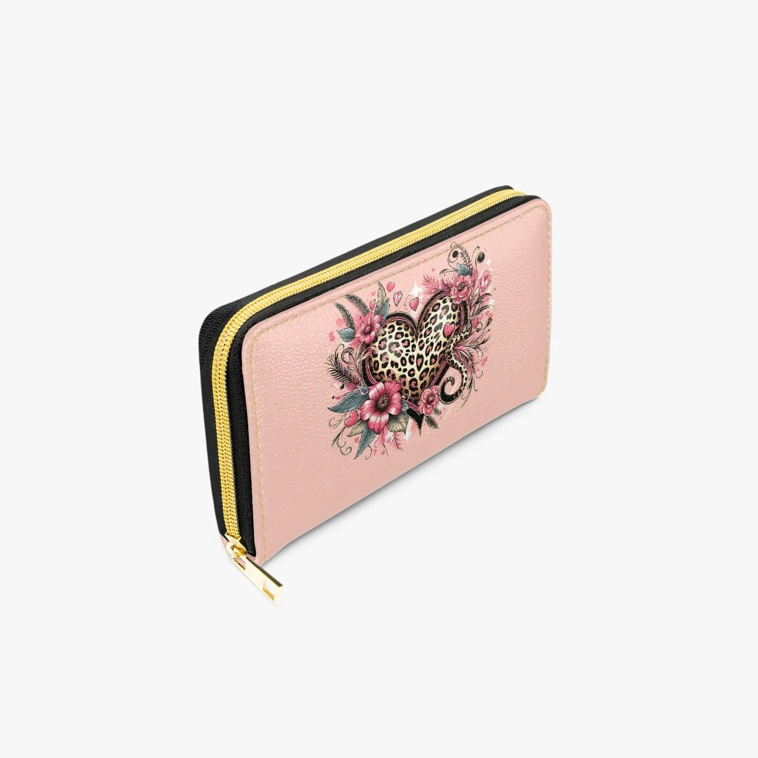 Long Type Zipper Purse - Floral Heart