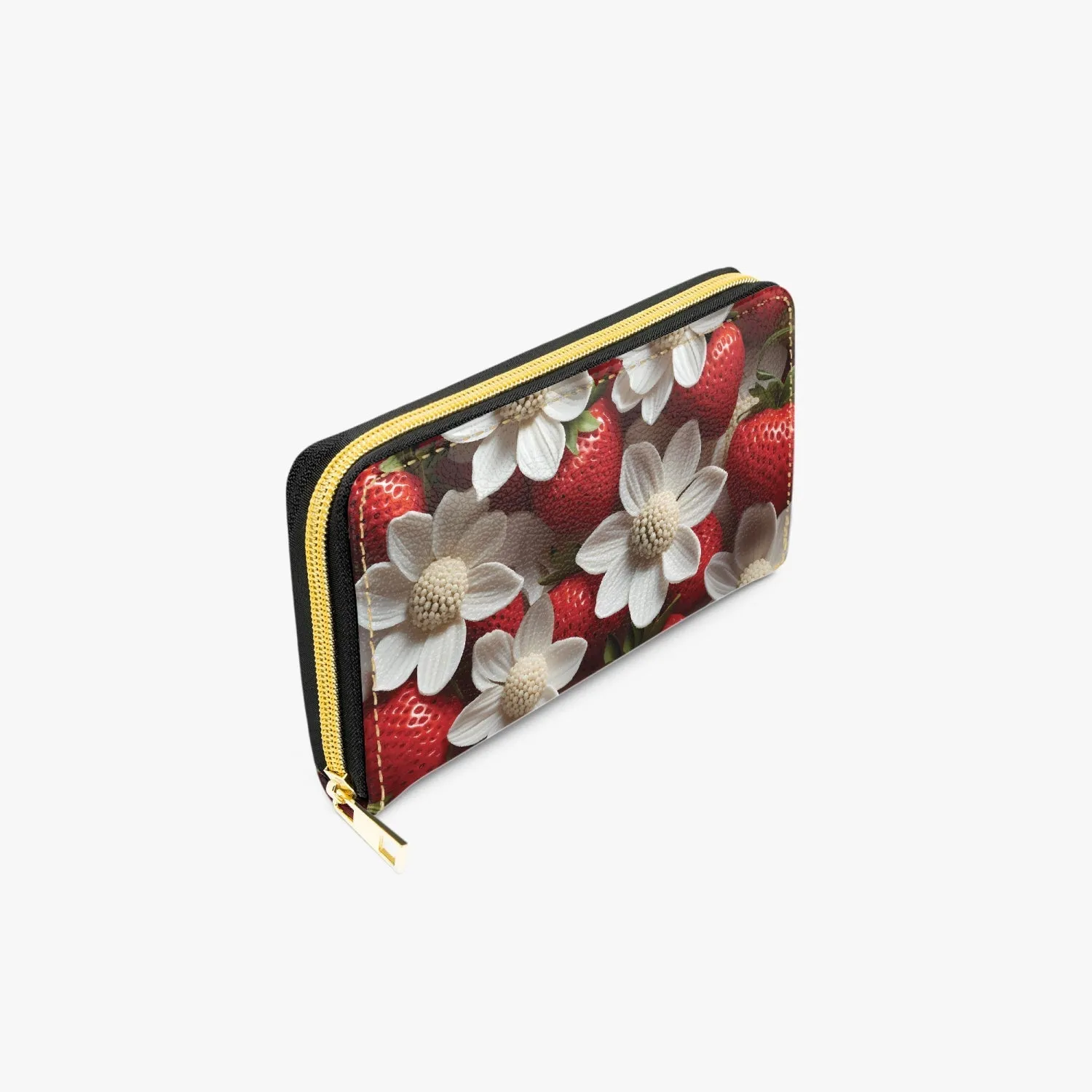 Long Type Zipper Purse - Strawberries