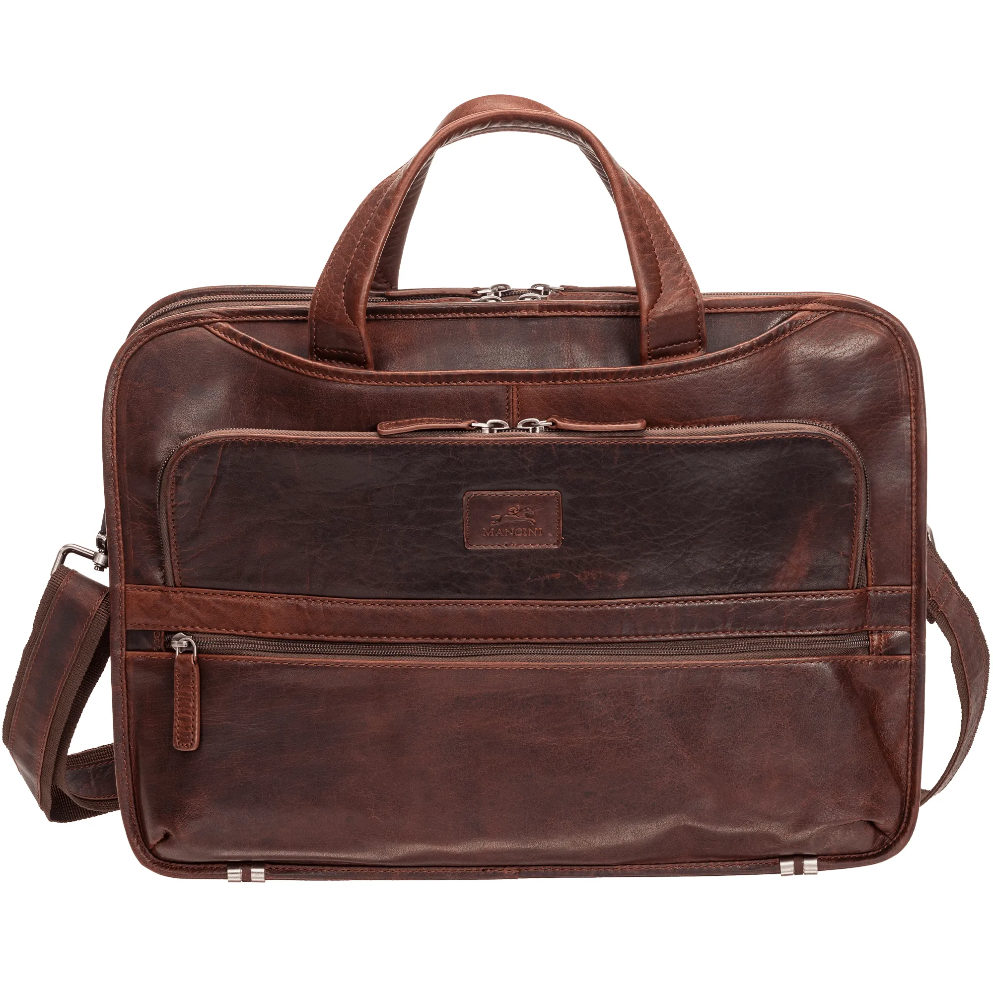 Mancini Leather Triple Compartment Briefcase for 15.6” Laptop / Tablet