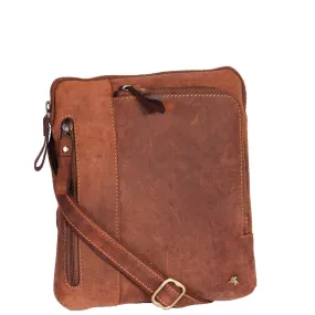 Mens Real Leather Tablet Shoulder Bag HOL64 Tan