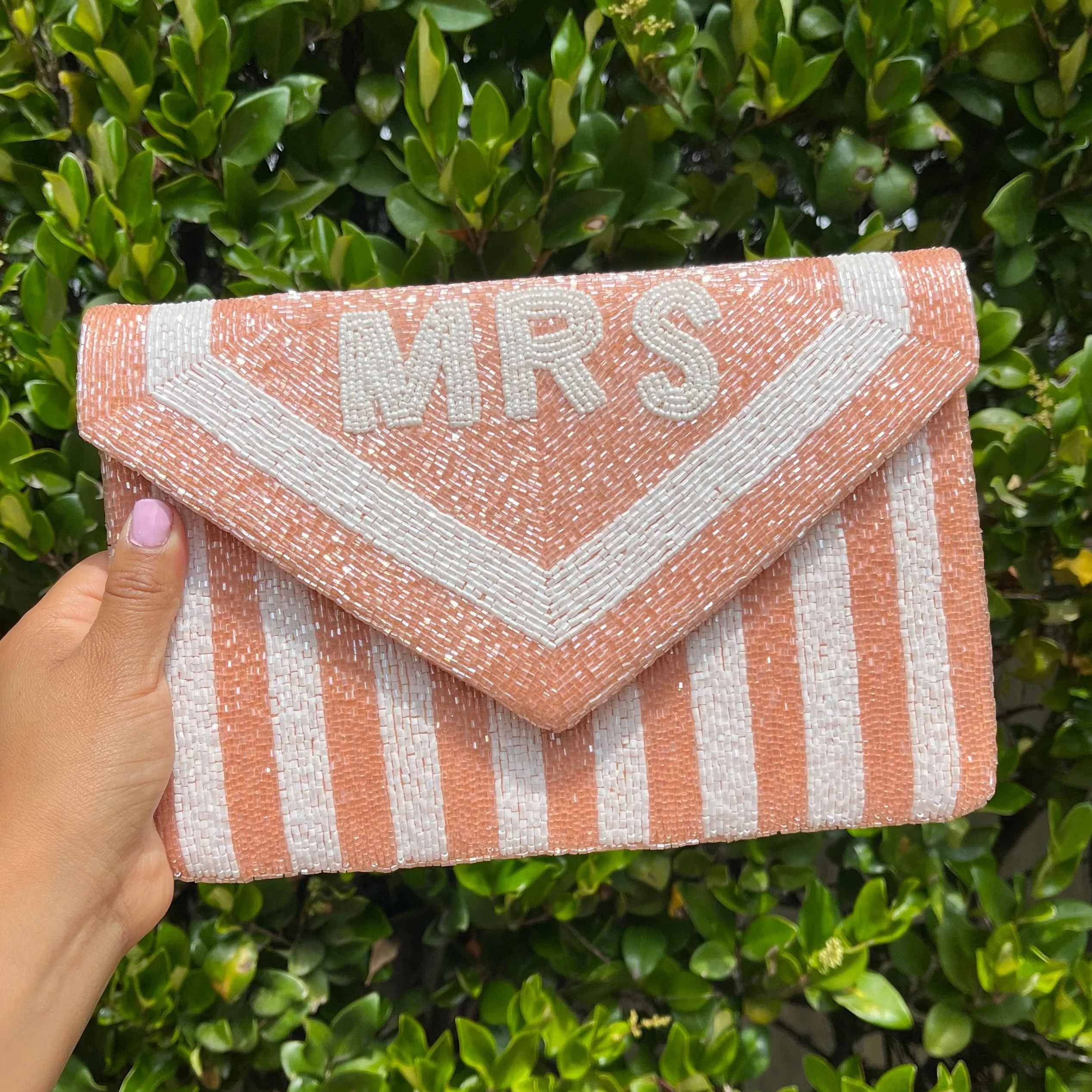 MRS Beaded Clutch Purse (Blush)