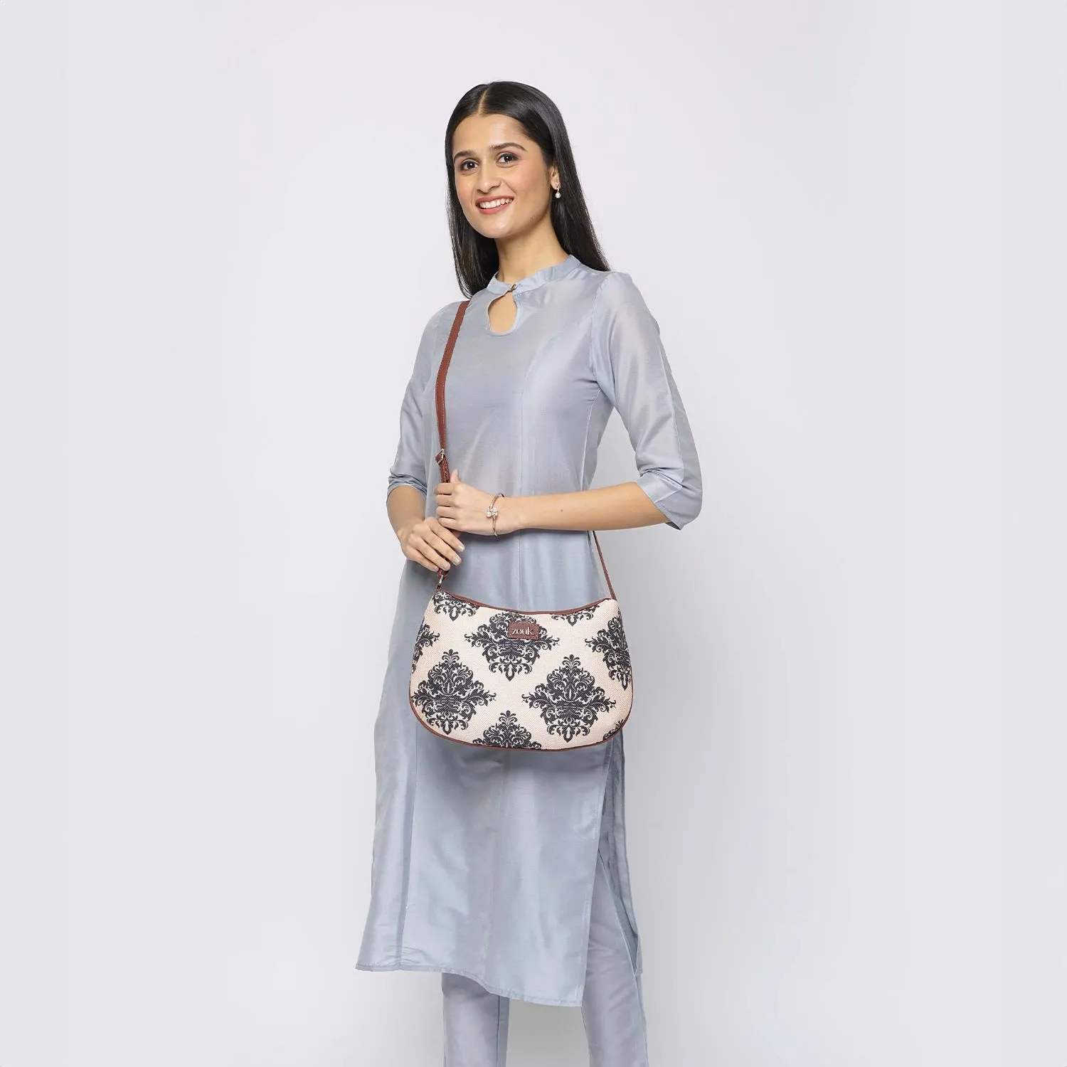 Mughal Motif Structured Shoulder Bag