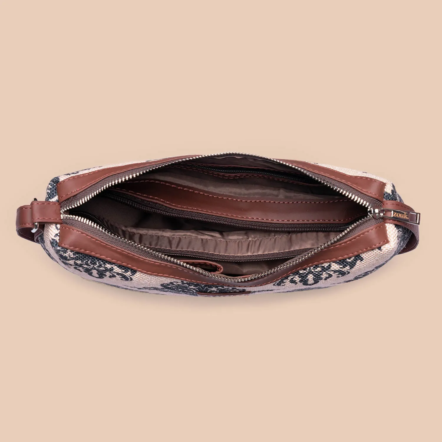 Mughal Motif Structured Shoulder Bag