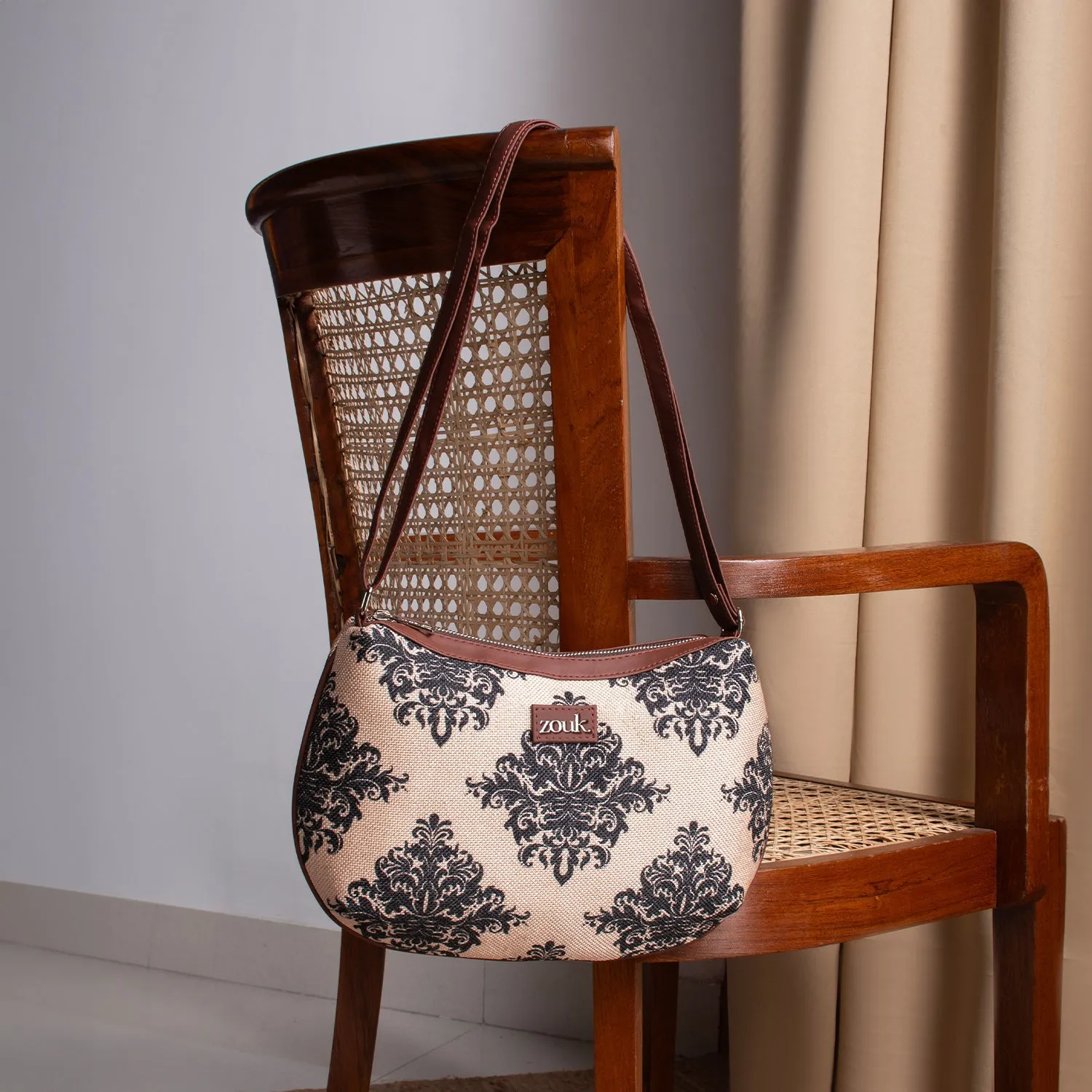 Mughal Motif Structured Shoulder Bag