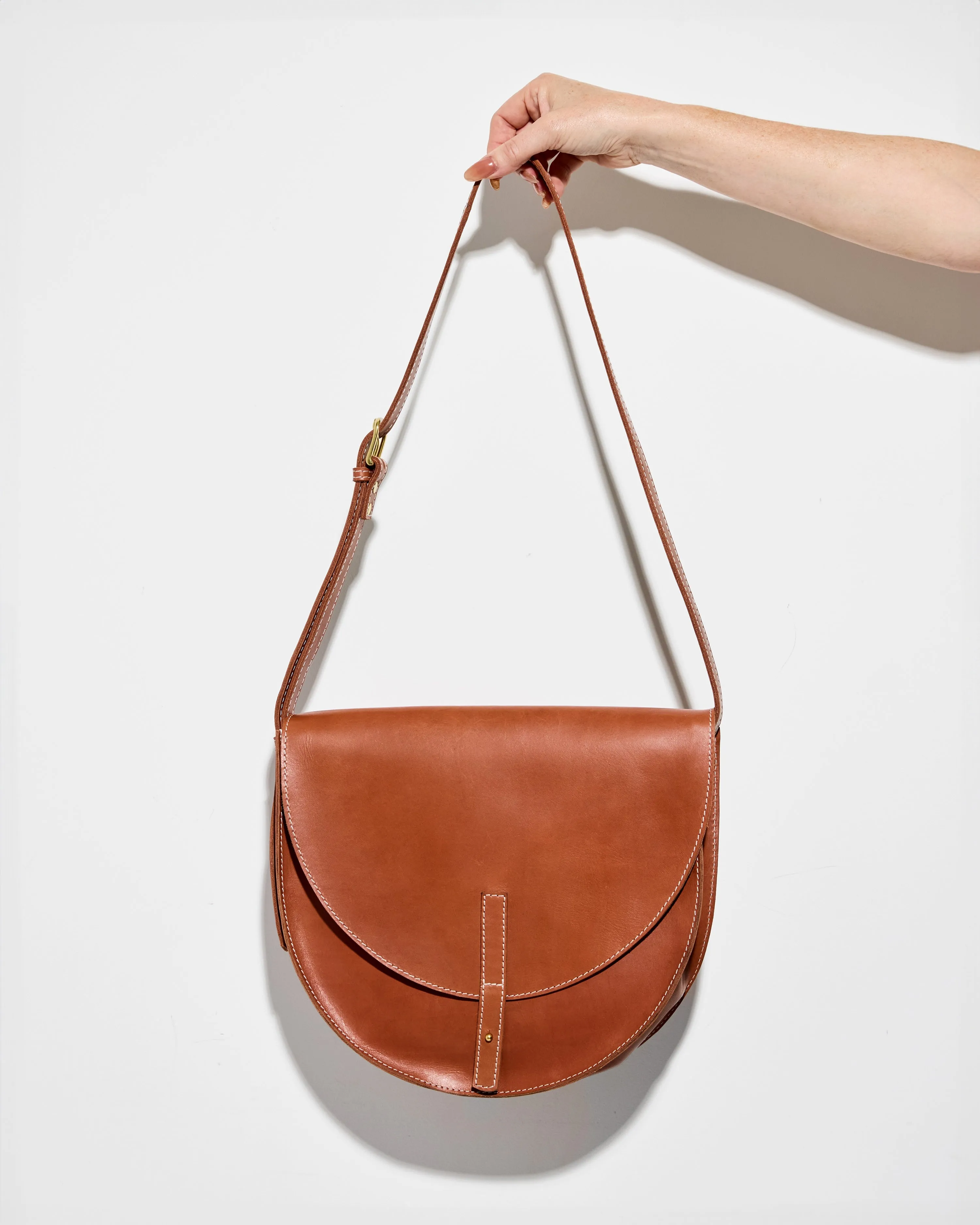 NEW MOON Saddle Bag By Byrd Studio - Toffee Tan Leather