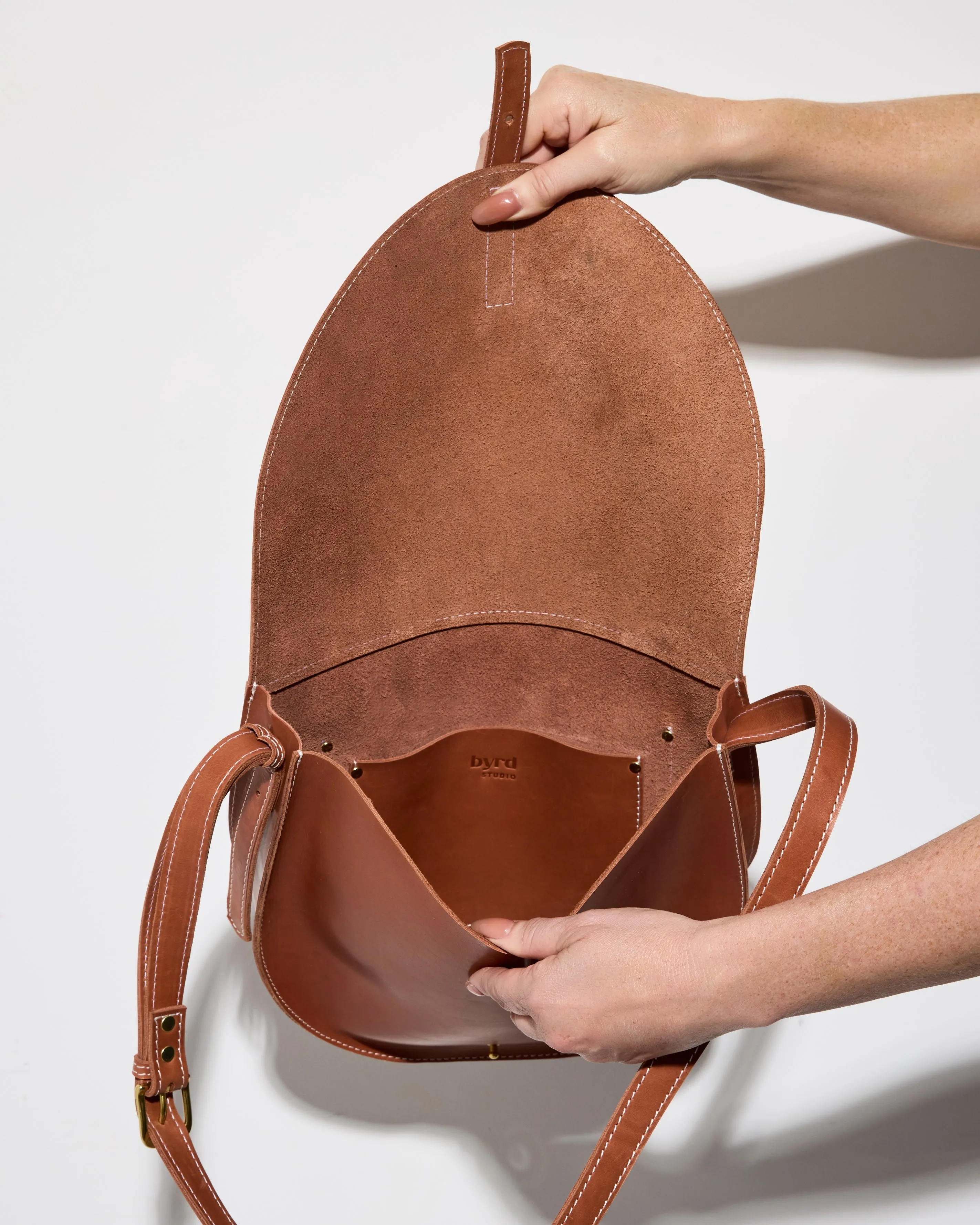 NEW MOON Saddle Bag By Byrd Studio - Toffee Tan Leather