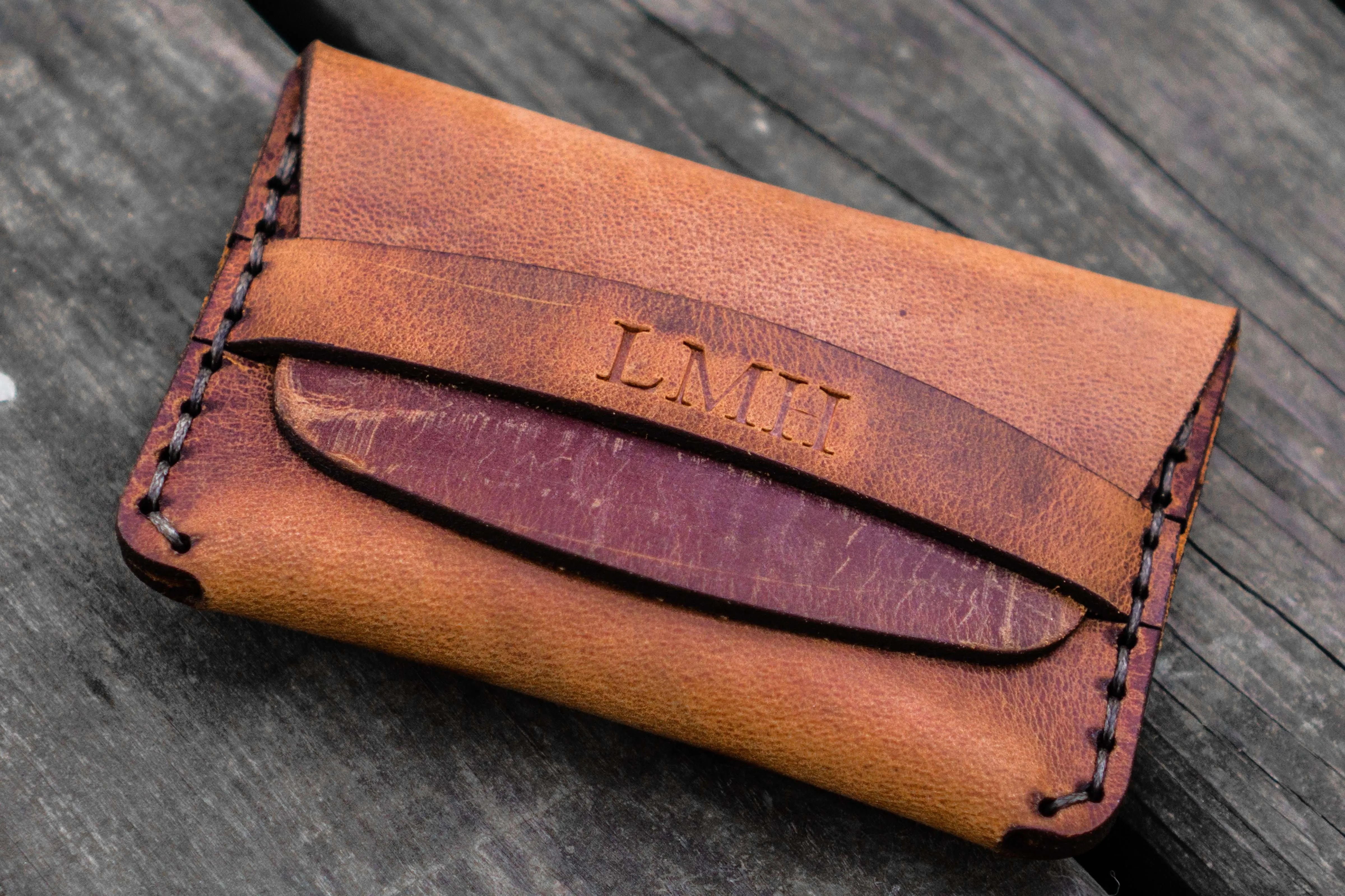 No.36 Personalized Basic Flap Handmade Leather Wallet - Crazy Horse Tan