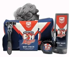 NRL Toiletry Gift Set - Sydney Roosters - Bag Body Wash Razor Soap Loofah