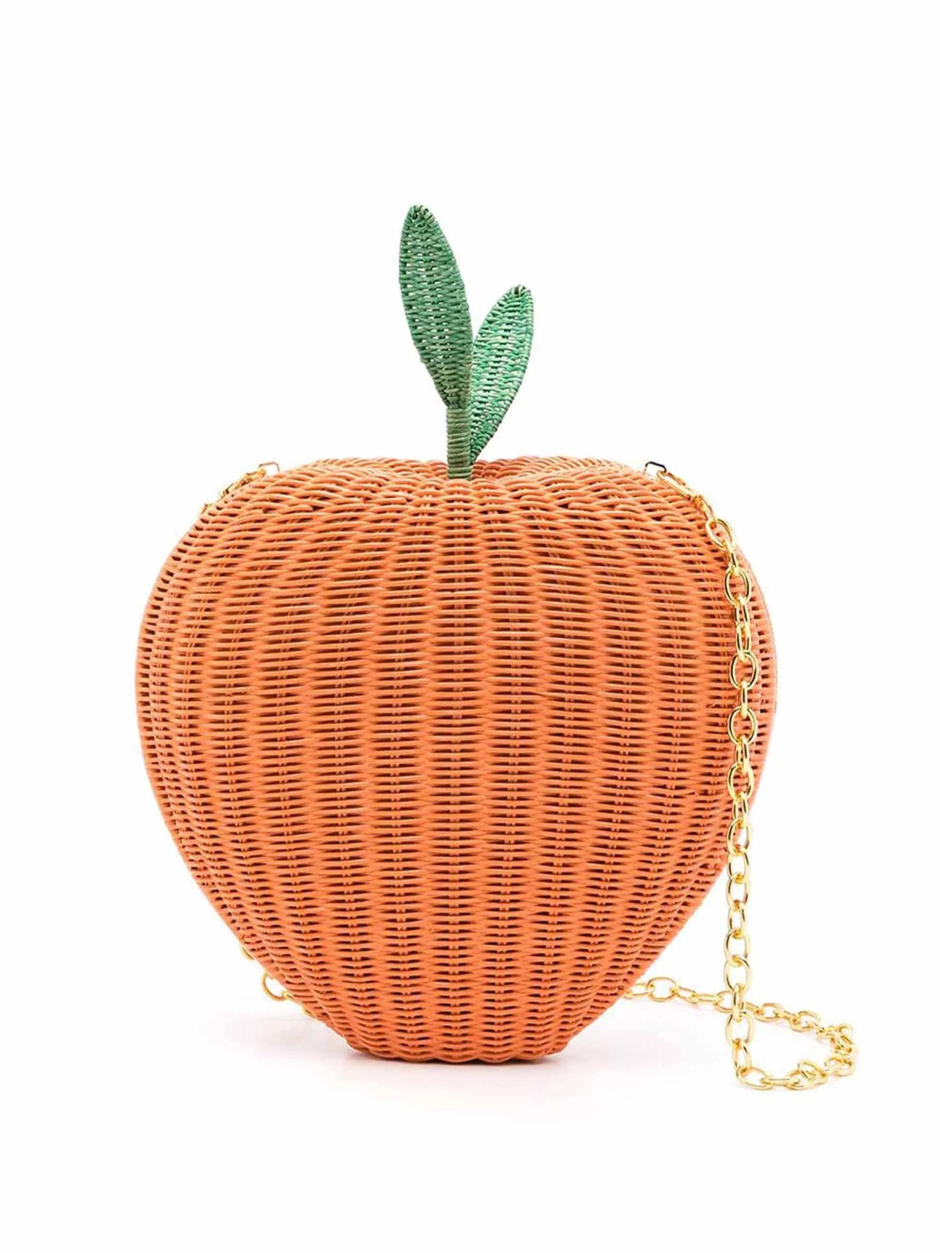 Orange wicker clutch bag