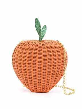 Orange wicker clutch bag