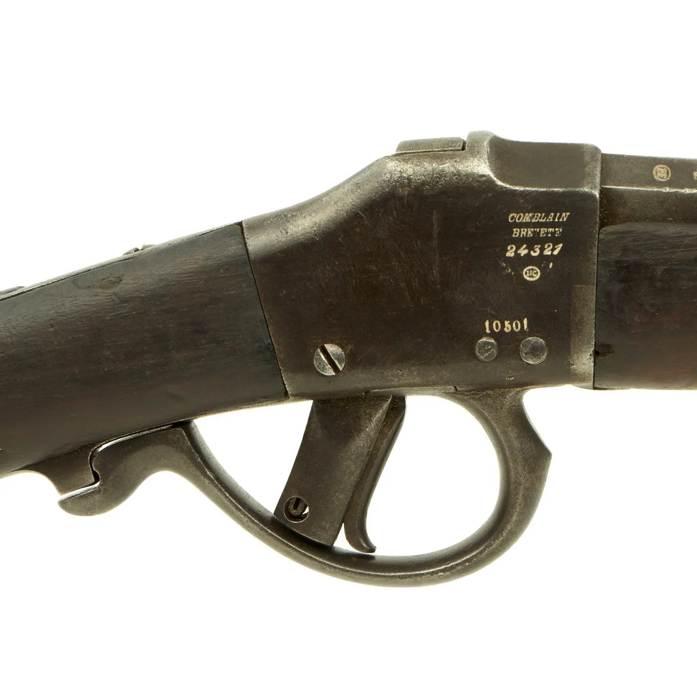 Original Belgian M-1870 Comblain Falling Block Carbine with Sawback Sword Bayonet dated 1889 - Serial 24321