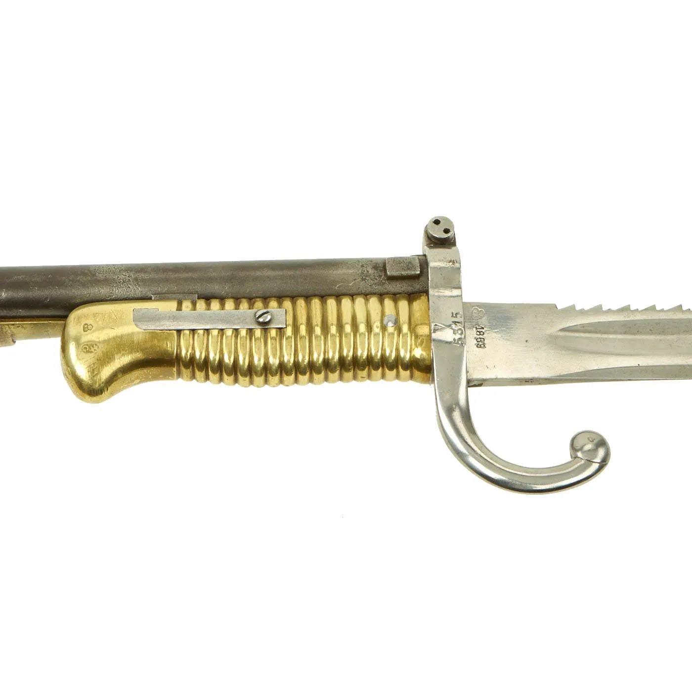 Original Belgian M-1870 Comblain Falling Block Carbine with Sawback Sword Bayonet dated 1889 - Serial 24321