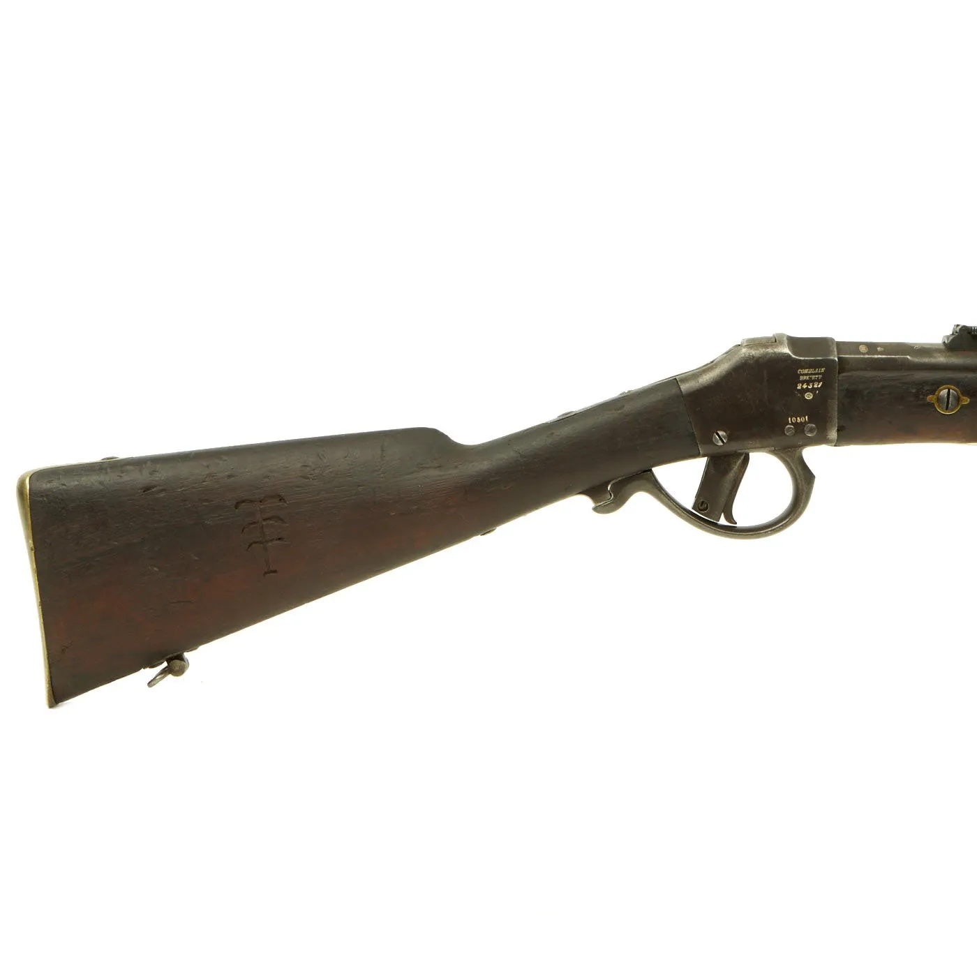 Original Belgian M-1870 Comblain Falling Block Carbine with Sawback Sword Bayonet dated 1889 - Serial 24321