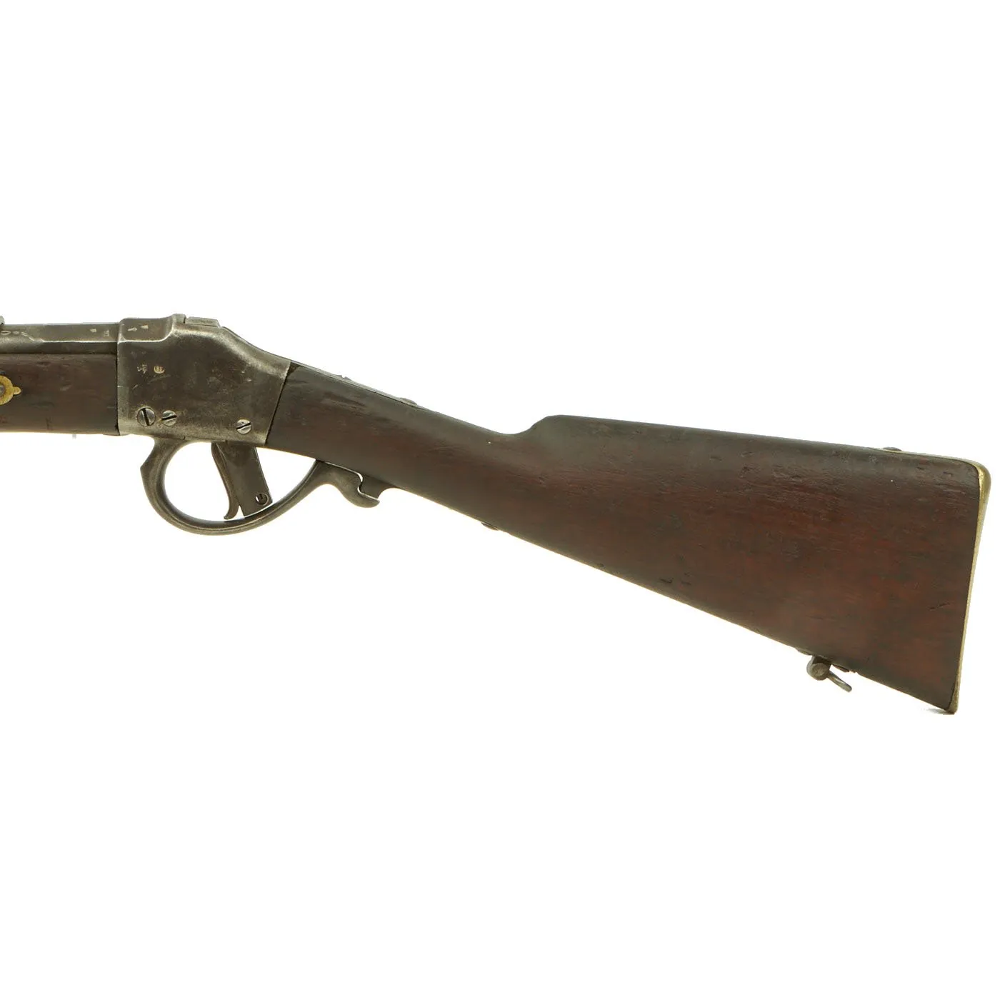 Original Belgian M-1870 Comblain Falling Block Carbine with Sawback Sword Bayonet dated 1889 - Serial 24321