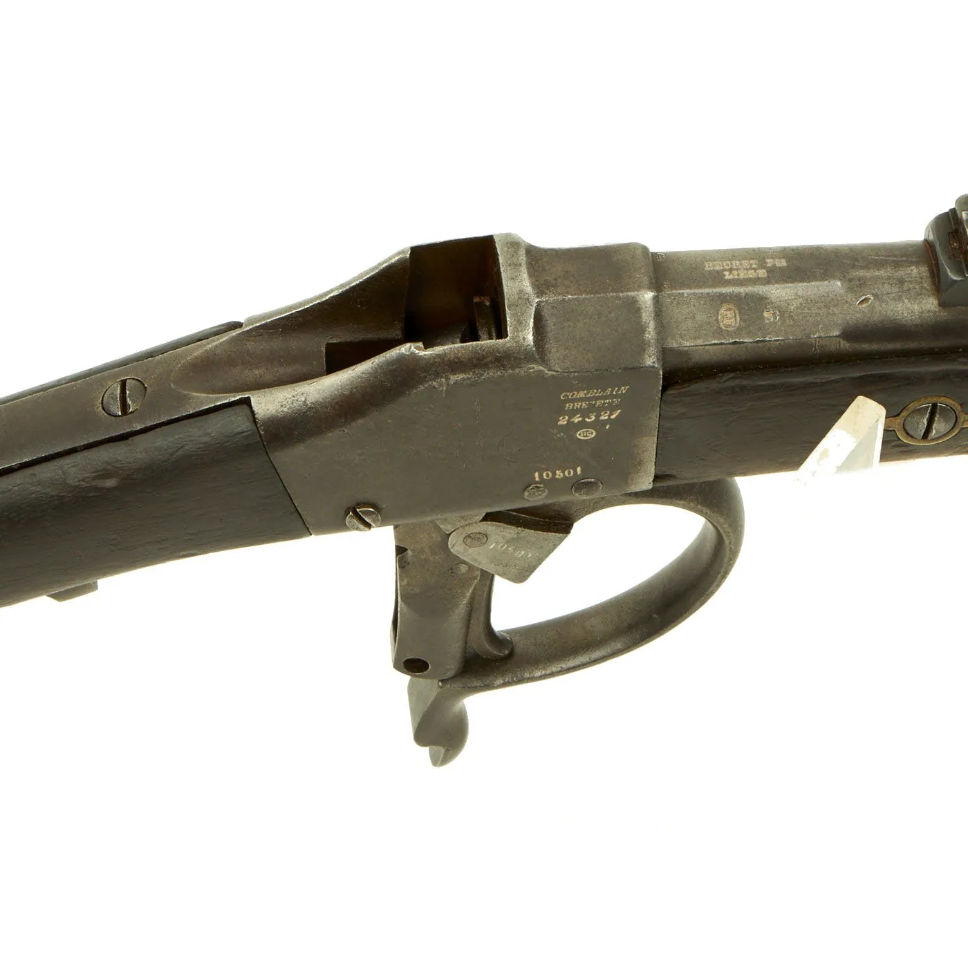 Original Belgian M-1870 Comblain Falling Block Carbine with Sawback Sword Bayonet dated 1889 - Serial 24321