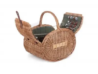 OVAL 4 PERSON GREEN TWEED HAMPER