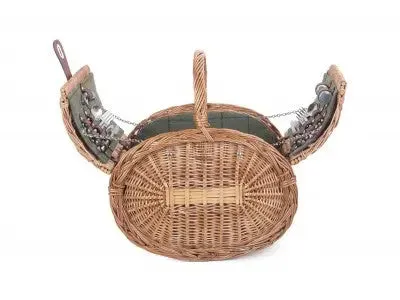 OVAL 4 PERSON GREEN TWEED HAMPER