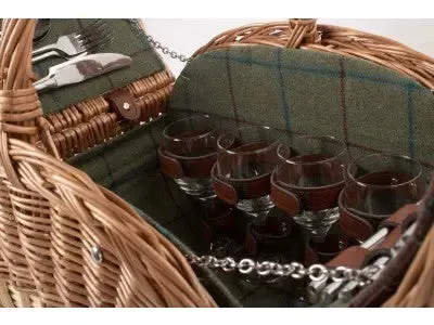 OVAL 4 PERSON GREEN TWEED HAMPER