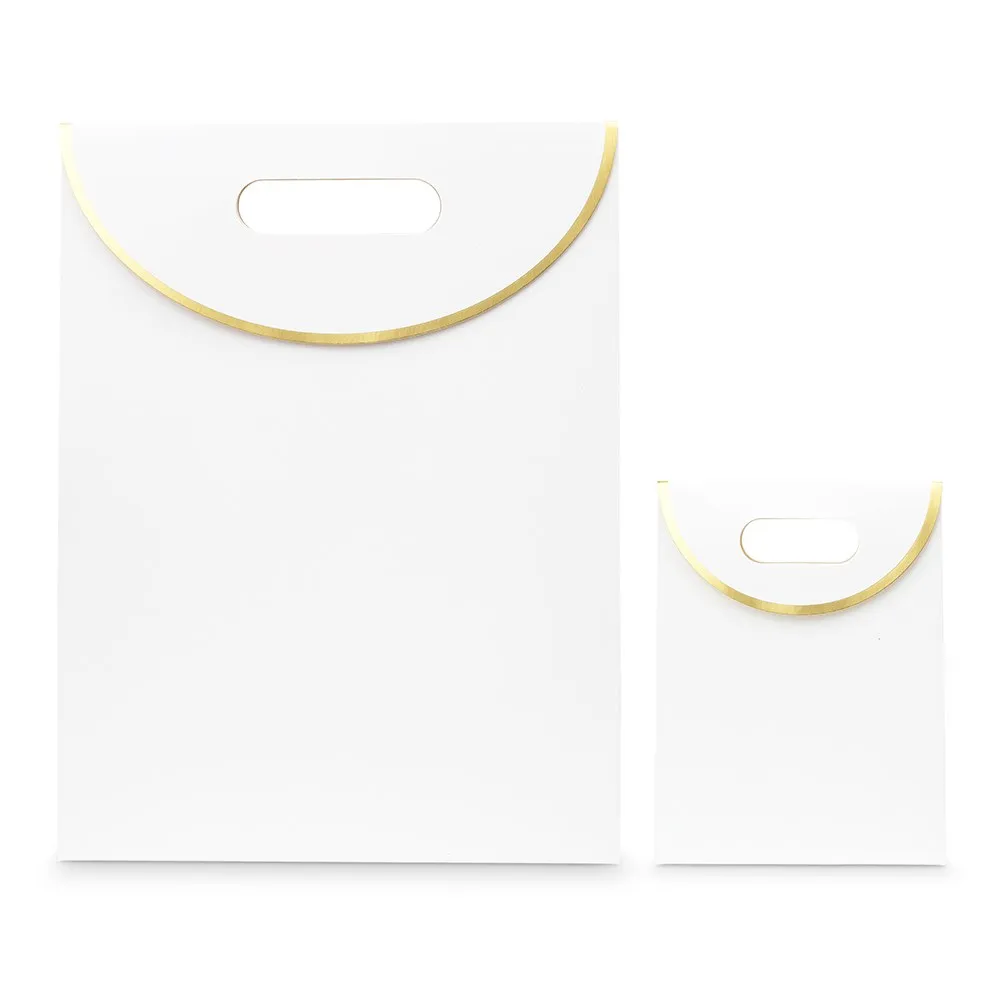 PAPER GIFT BAG WITH HANDLES - GOLD STRIPE