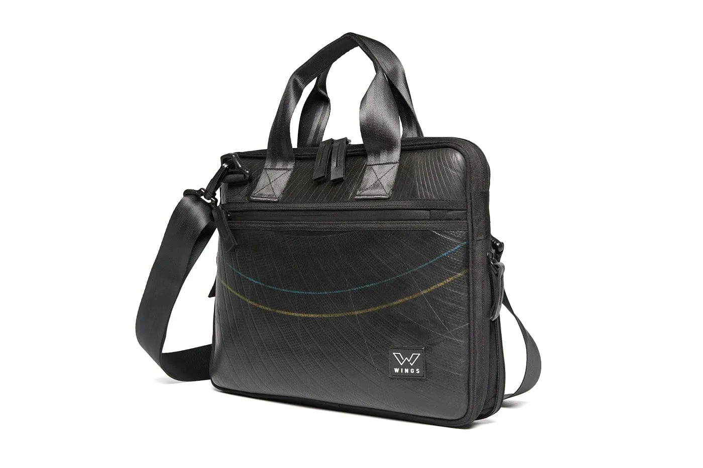 Peacock Upcycled Tyre Vegan Laptop Bag | Black