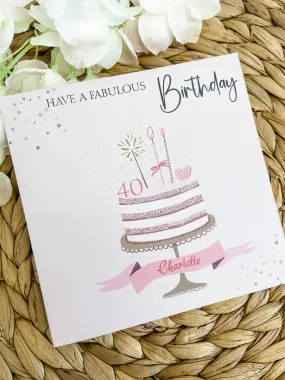 Personalised Birthday Card For Her Cake