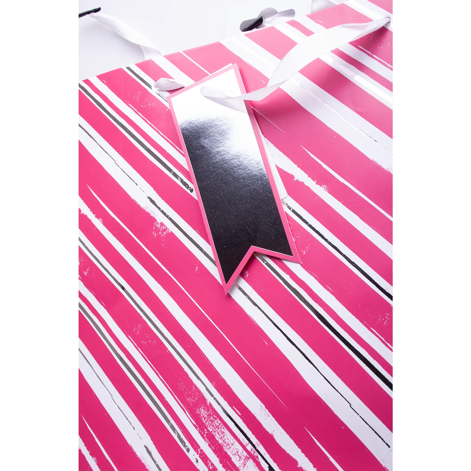 Pink & Silver Stripe Gift Bag - Extra Large