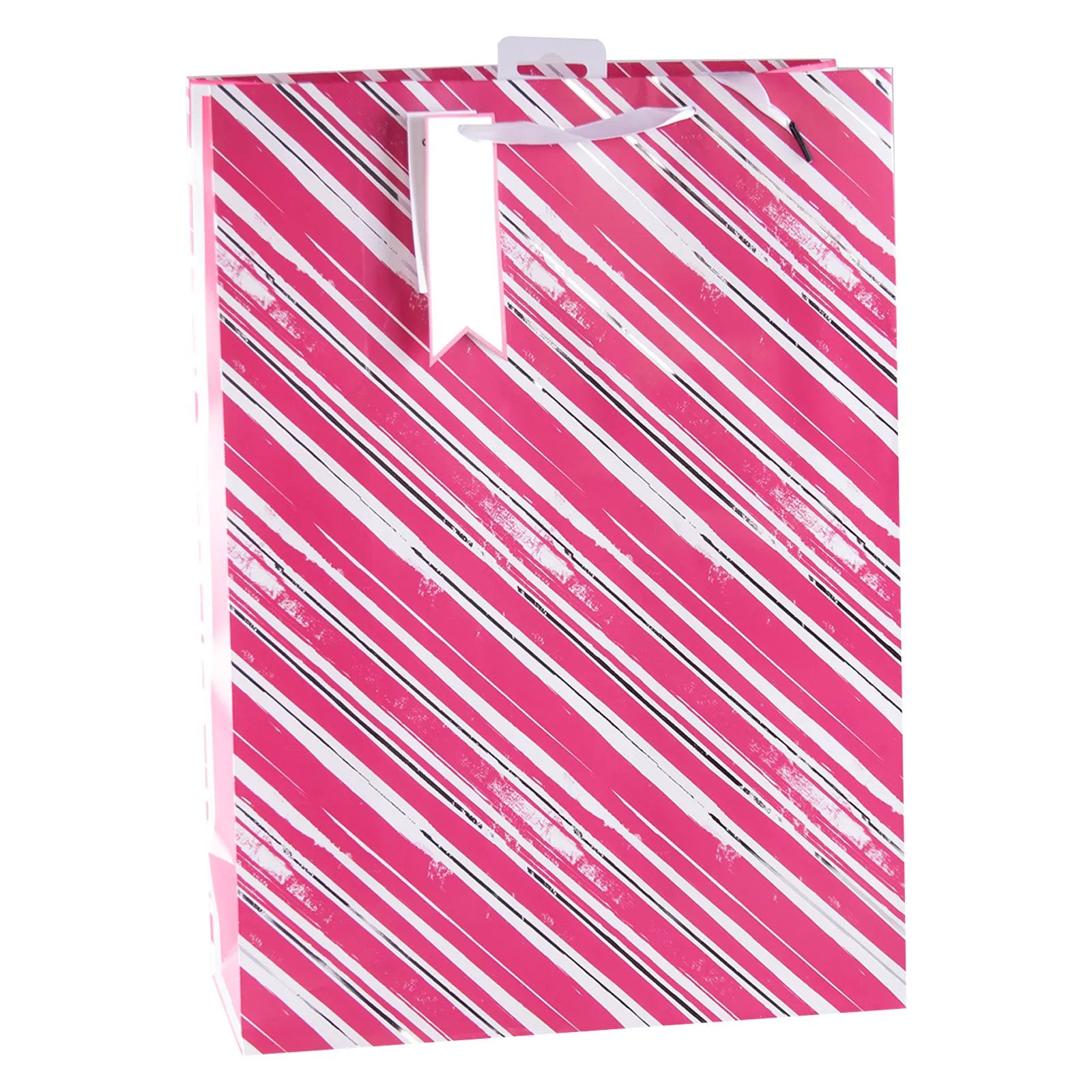 Pink & Silver Stripe Gift Bag - Extra Large