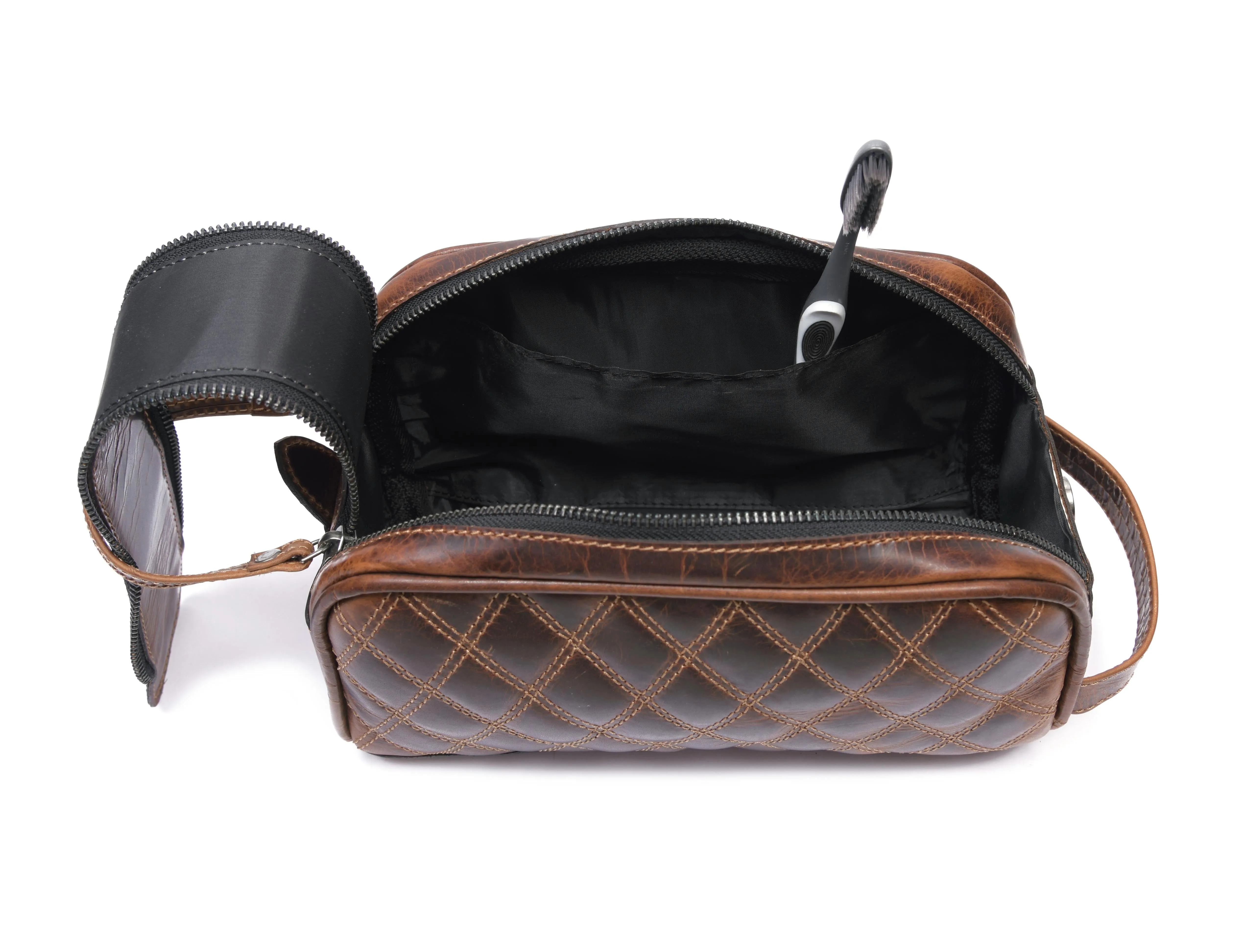 Quilted Leather Toiletry Bag - WB09