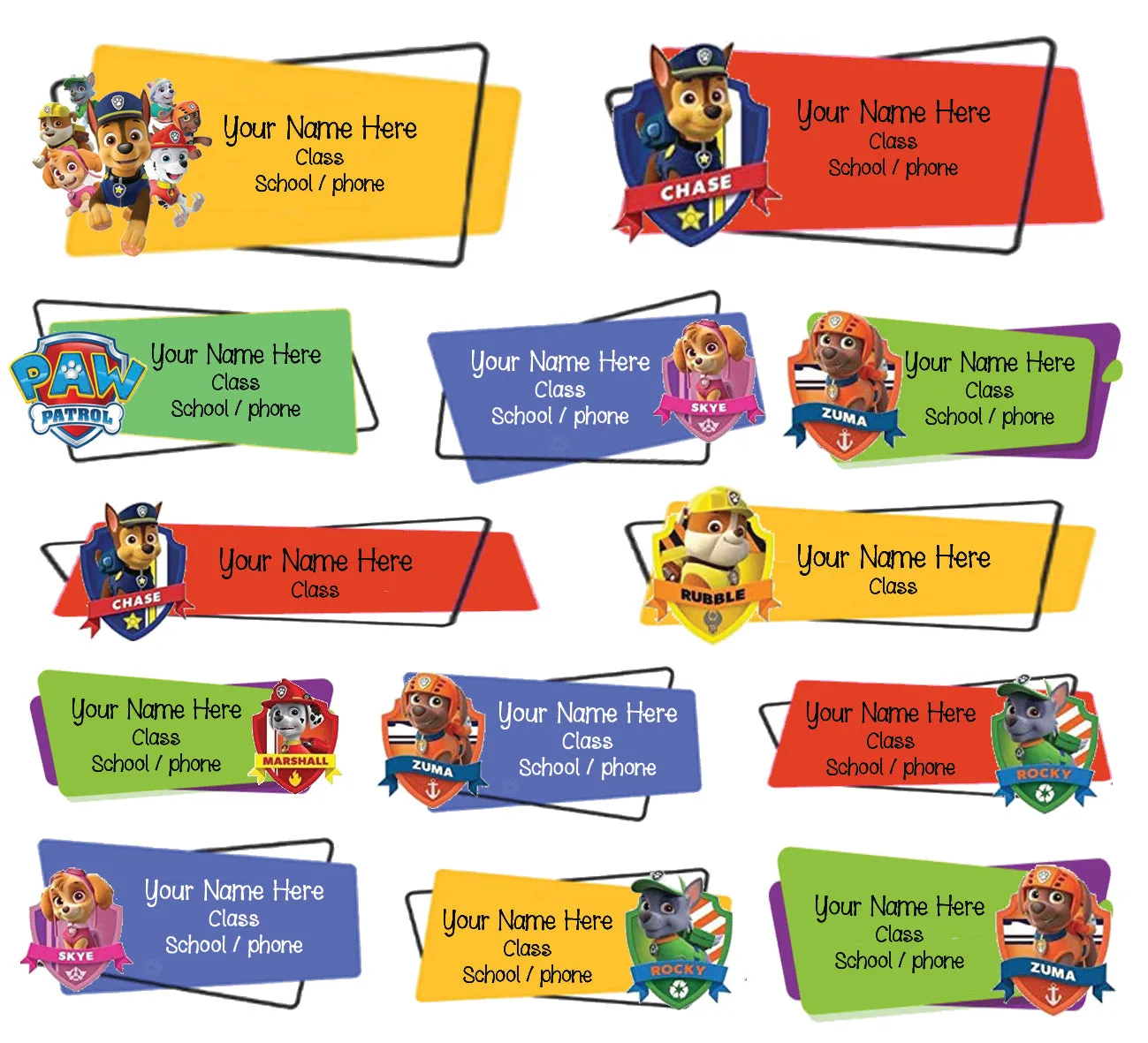 ""Paw Patrol" School labels packs