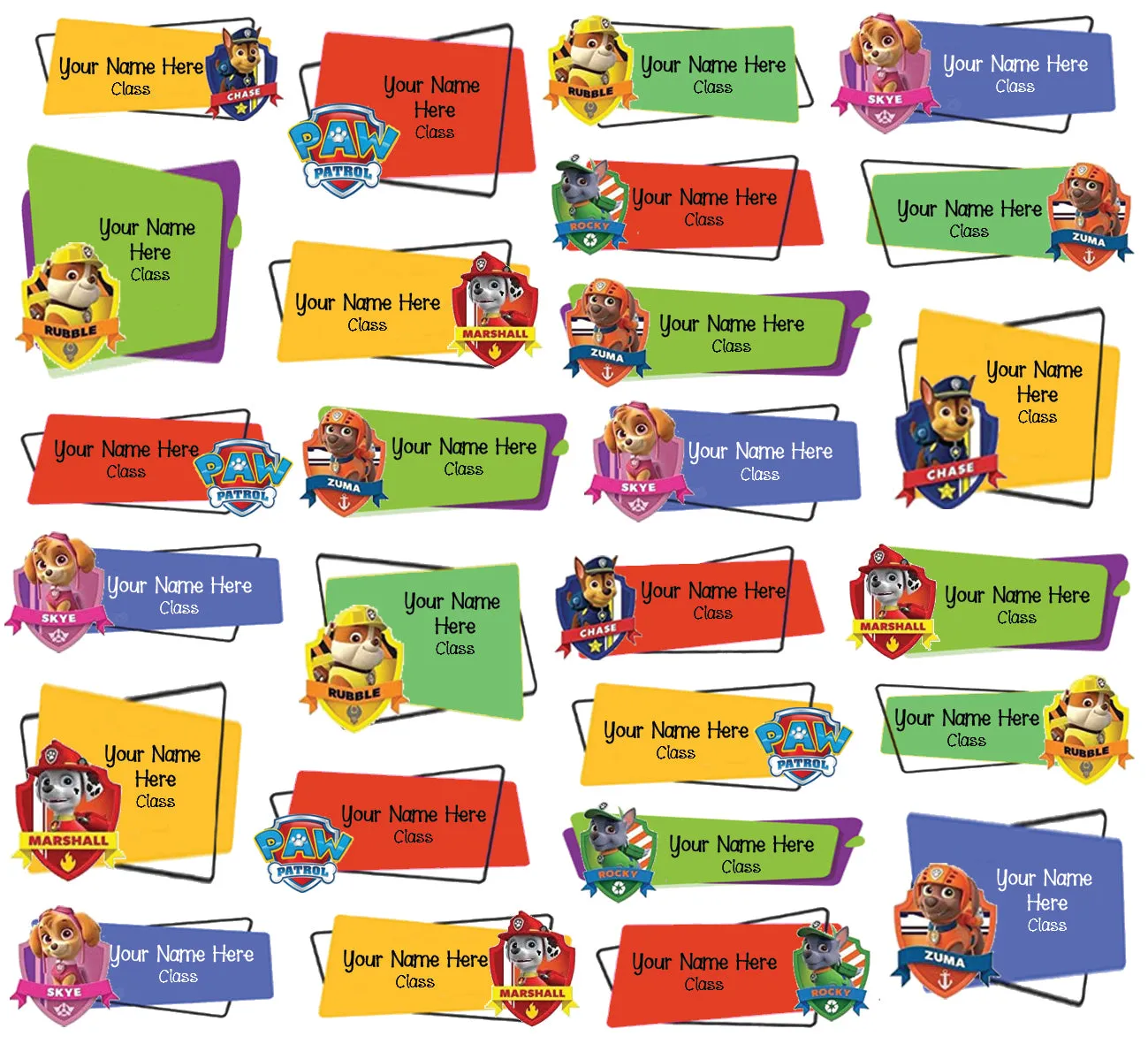 ""Paw Patrol" School labels packs