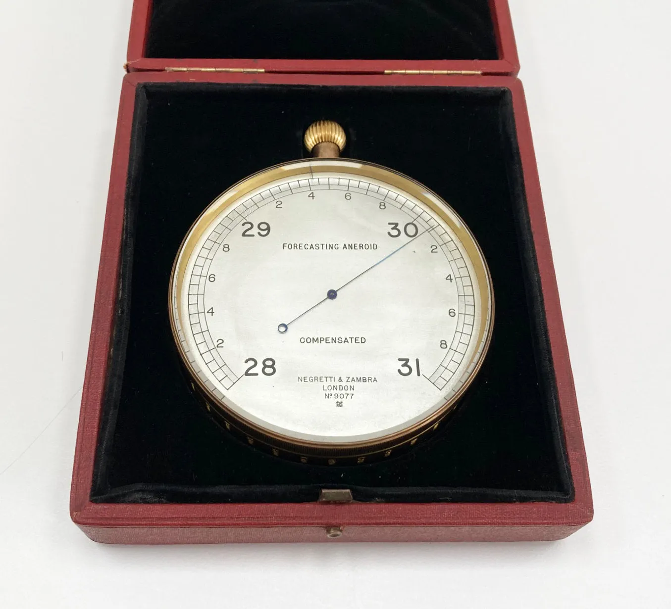 Rare Leather Cased Forecasting Aneroid Barometer by Negretti & Zambra London