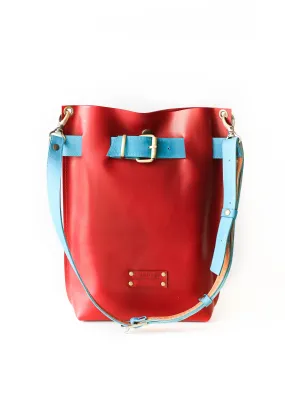 Red with Blue Leather Bag