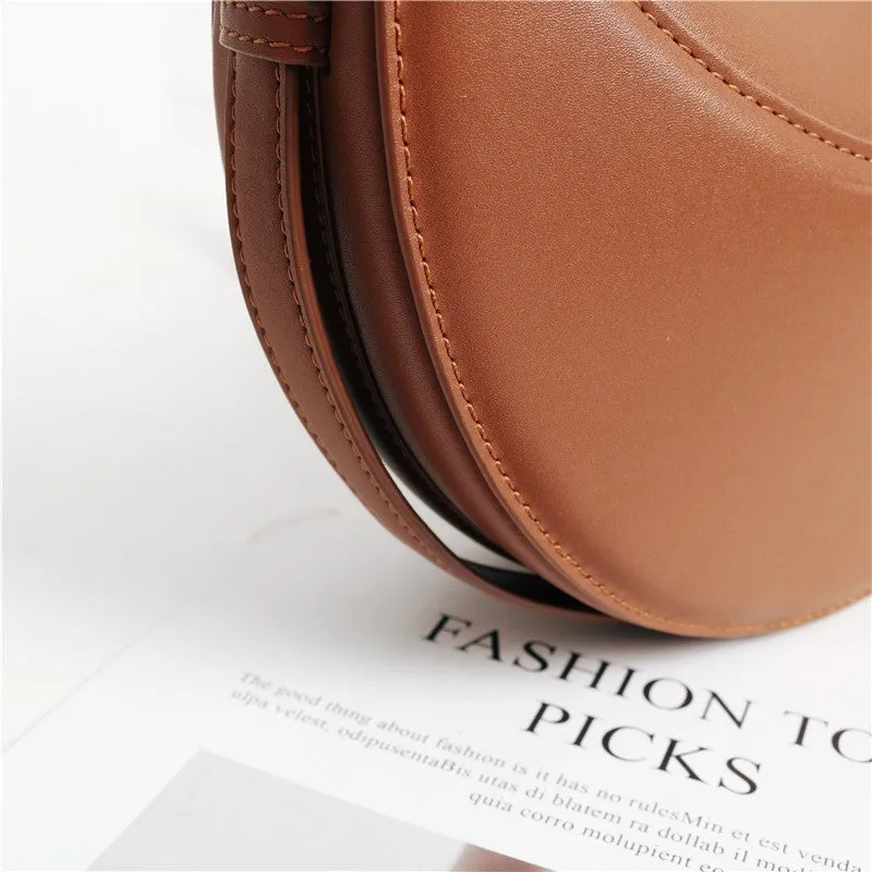 Small Leather Saddle Moon Underarm Bag