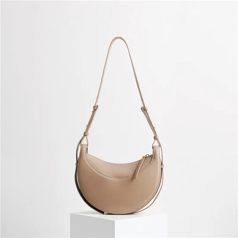 Small Leather Saddle Moon Underarm Bag