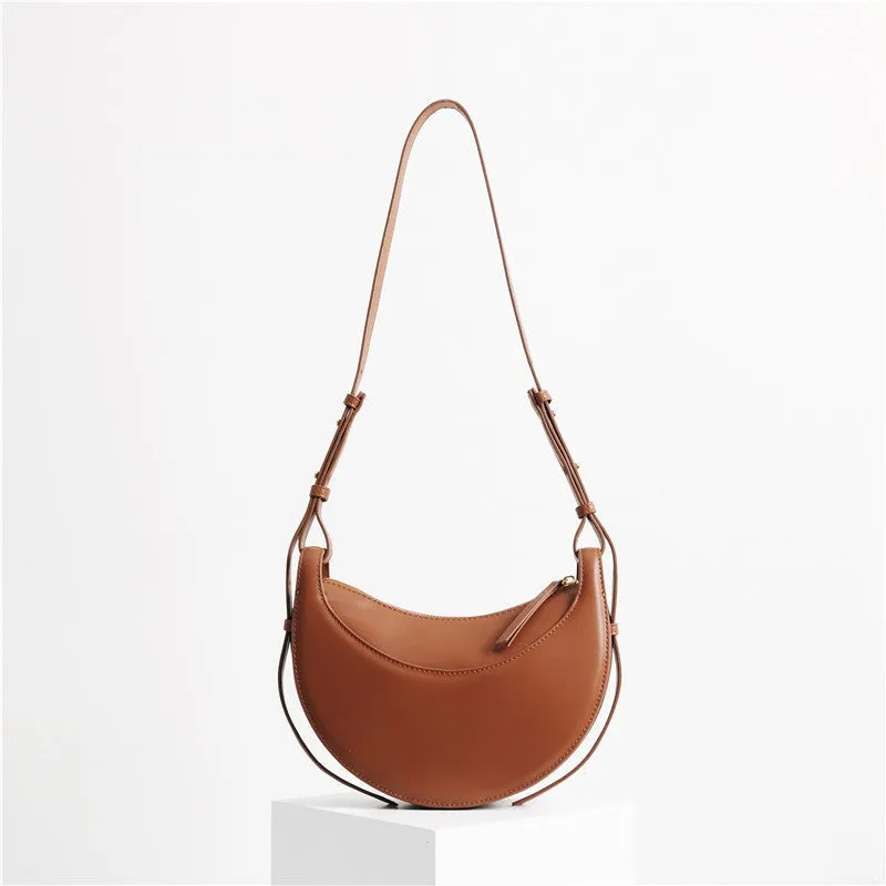 Small Leather Saddle Moon Underarm Bag