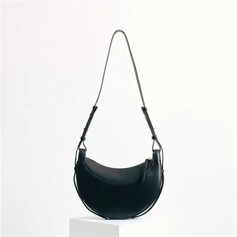 Small Leather Saddle Moon Underarm Bag