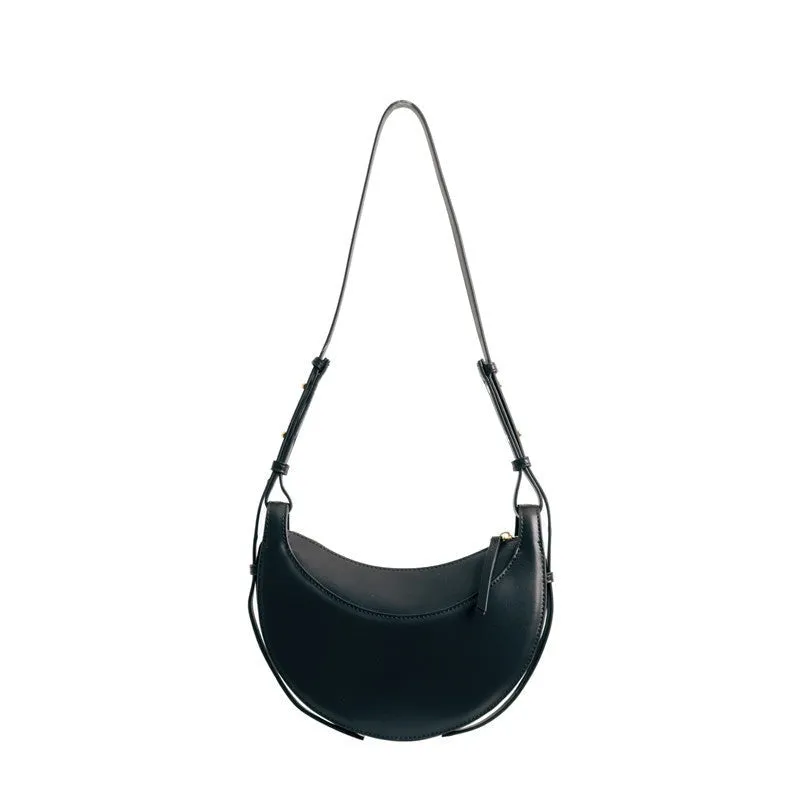 Small Leather Saddle Moon Underarm Bag