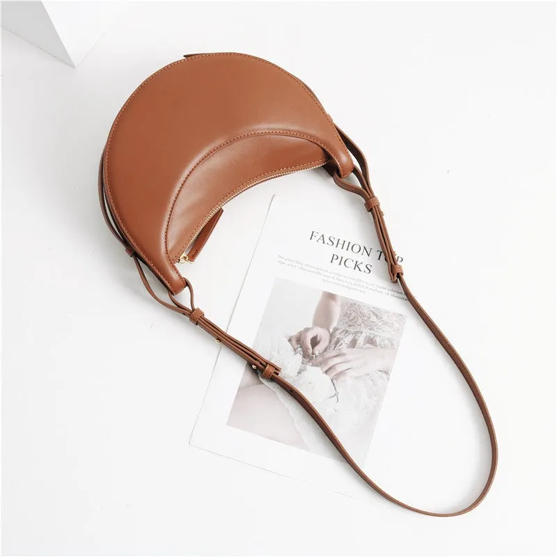 Small Leather Saddle Moon Underarm Bag