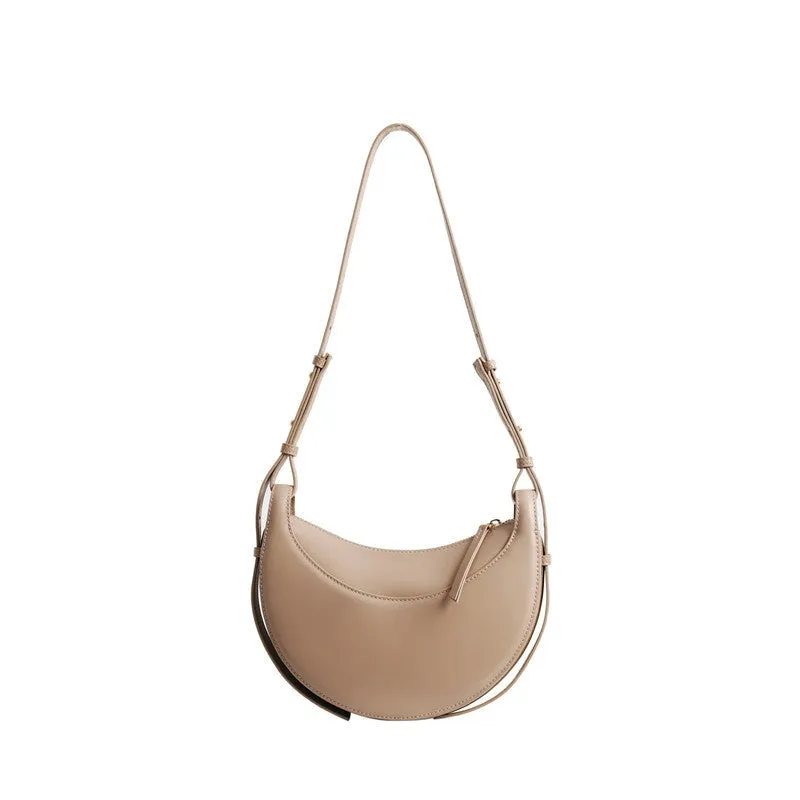 Small Leather Saddle Moon Underarm Bag