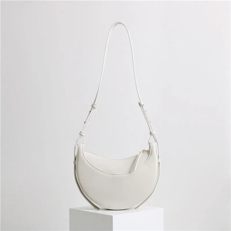 Small Leather Saddle Moon Underarm Bag