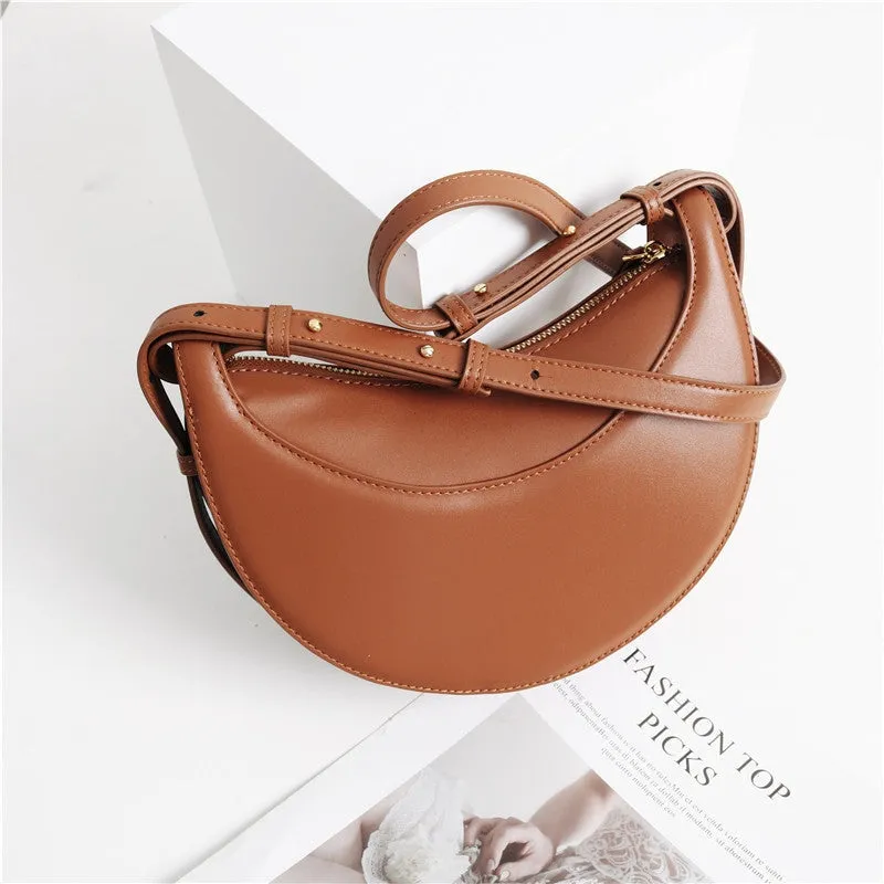 Small Leather Saddle Moon Underarm Bag