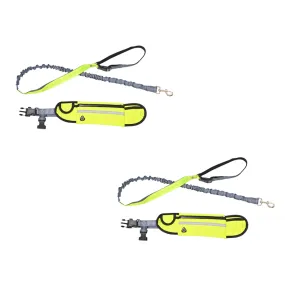 SOGA 2X Yellow Adjustable Hands Free Pet Leash Bag Dog Lead Walking Running Jogging Pet Essentials