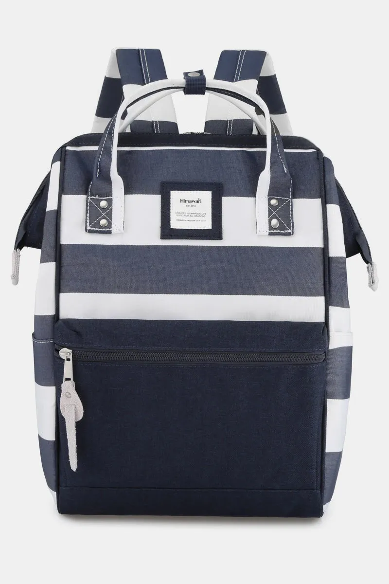 Striped Waterproof Backpack Bag Side Pockets